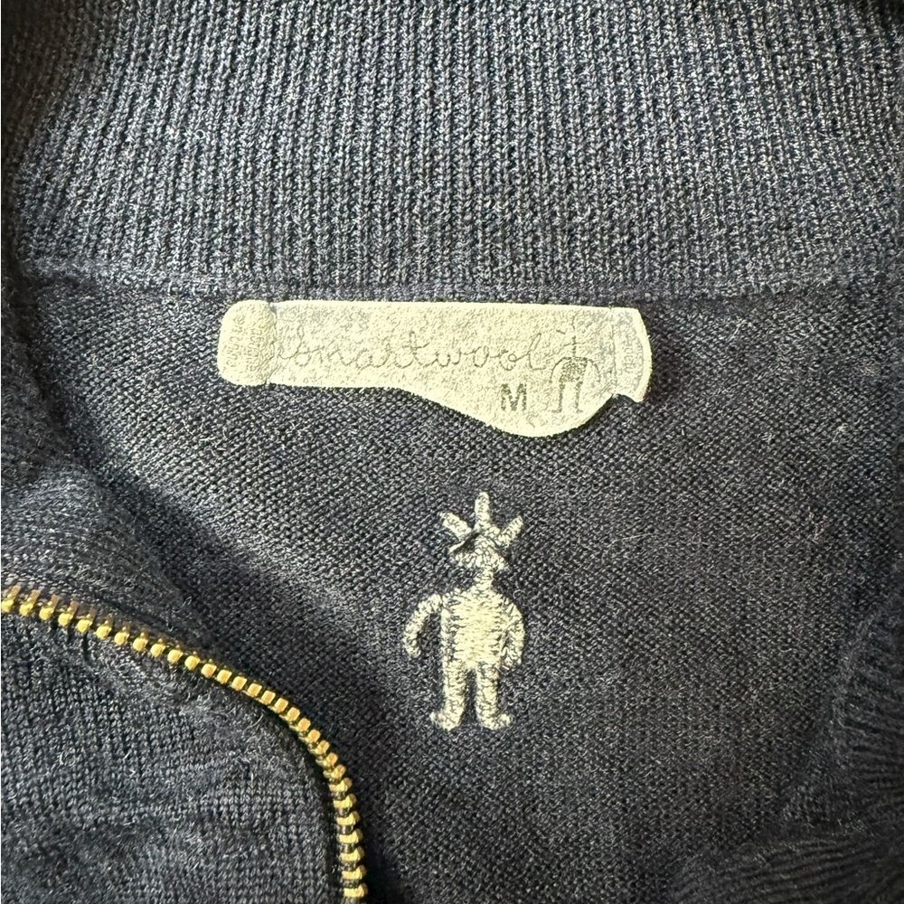 Smartwool Men’s 1/4 Zip Sweater Navy &Gray Size Medium Merino Wool Blend *Read - Picture 3 of 7